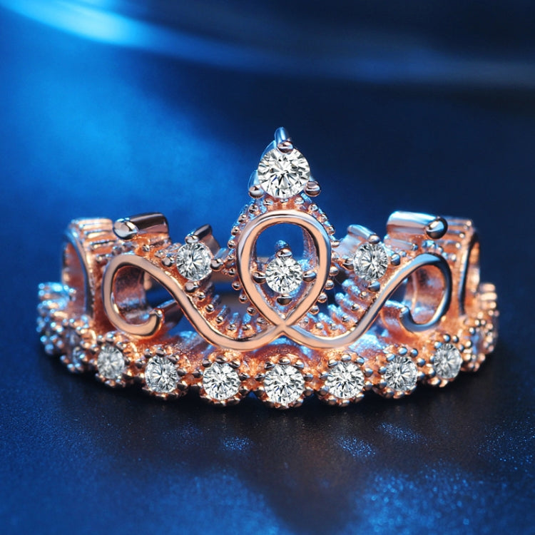 Anello con zirconi placcati in oro rosa a forma di corona della principessa regina, misura USA: 7, diametro: 17,3 mm, perimetro: 54,4 mm, 7