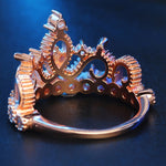 Anello con zirconi placcati in oro rosa a forma di corona della principessa regina, misura USA: 7, diametro: 17,3 mm, perimetro: 54,4 mm, 7