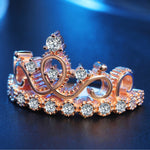 Anello con zirconi placcati in oro rosa a forma di corona della principessa regina, misura USA: 9, diametro: 18,9 mm, perimetro: 59,5 mm, 9