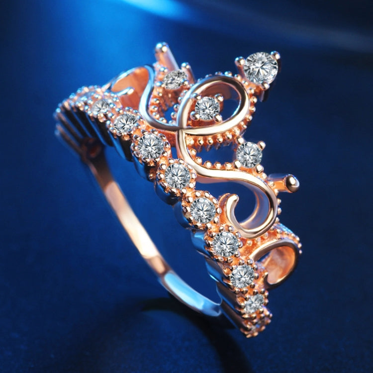 Anello con zirconi placcati in oro rosa a forma di corona della principessa regina, misura USA: 10, diametro: 19,8 mm, perimetro: 62,1 mm, 10