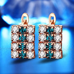 1 paio di orecchini a bottone in cristallo d'argento sterling a forma di rettangolo in oro 18 carati per donna, 16*9 mm(Oro)