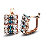 1 paio di orecchini a bottone in cristallo d'argento sterling a forma di rettangolo in oro 18 carati per donna, 16*9 mm(Oro)