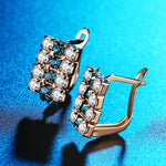 1 paio di orecchini a bottone in cristallo d'argento sterling a forma di rettangolo in oro 18 carati per donna, 16*9 mm(Oro)