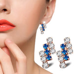 1 paio di orecchini a bottone in oro 18 carati geometrici irregolari in argento sterling con cristalli per donna, 21*9 mm, Blue, Red