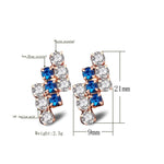 1 paio di orecchini a bottone in oro 18 carati geometrici irregolari in argento sterling con cristalli per donna, 21*9 mm, Blue, Red
