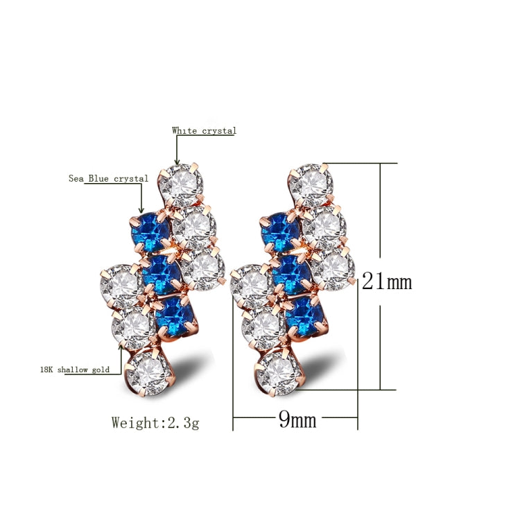 1 paio di orecchini a bottone in oro 18 carati geometrici irregolari in argento sterling con cristalli per donna, 21*9 mm, Blue, Red