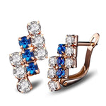 1 paio di orecchini a bottone in oro 18 carati geometrici irregolari in argento sterling con cristalli per donna, 21*9 mm, Blue, Red