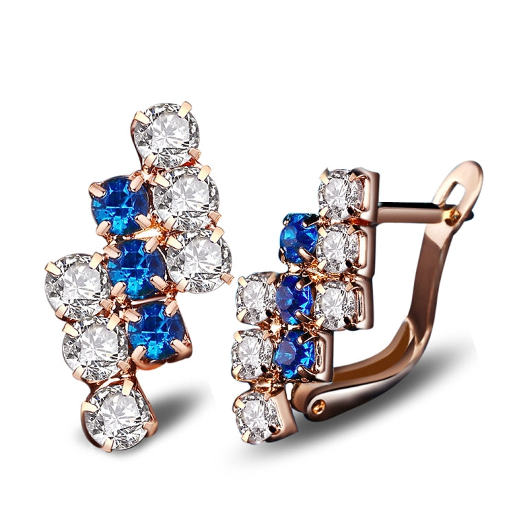 1 paio di orecchini a bottone in oro 18 carati geometrici irregolari in argento sterling con cristalli per donna, 21*9 mm, Blue, Red