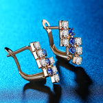 1 paio di orecchini a bottone in oro 18 carati geometrici irregolari in argento sterling con cristalli per donna, 21*9 mm, Blue, Red
