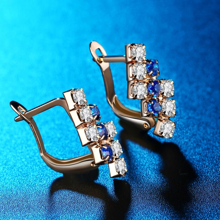 1 paio di orecchini a bottone in oro 18 carati geometrici irregolari in argento sterling con cristalli per donna, 21*9 mm, Blue, Red