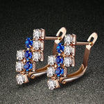 1 paio di orecchini a bottone in oro 18 carati geometrici irregolari in argento sterling con cristalli per donna, 21*9 mm, Blue, Red