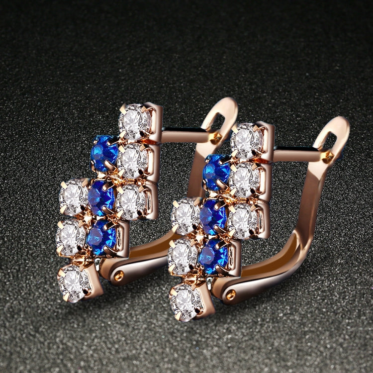 1 paio di orecchini a bottone in oro 18 carati geometrici irregolari in argento sterling con cristalli per donna, 21*9 mm, Blue, Red
