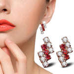 1 paio di orecchini a bottone in oro 18 carati geometrici irregolari in argento sterling con cristalli per donna, 21*9 mm, Blue, Red