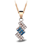 Collana con pendente in cristallo a geometria irregolare placcata oro 18 carati da donna, 43*13 mm, Red, Blue