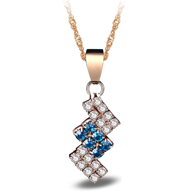 Collana con pendente in cristallo a geometria irregolare placcata oro 18 carati da donna, 43*13 mm, Red, Blue