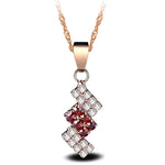 Collana con pendente in cristallo a geometria irregolare placcata oro 18 carati da donna, 43*13 mm, Red, Blue