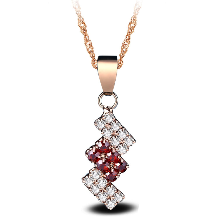 Collana con pendente in cristallo a geometria irregolare placcata oro 18 carati da donna, 43*13 mm, Red, Blue