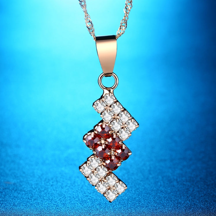 Collana con pendente in cristallo a geometria irregolare placcata oro 18 carati da donna, 43*13 mm, Red, Blue