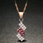 Collana con pendente in cristallo a geometria irregolare placcata oro 18 carati da donna, 43*13 mm, Red, Blue