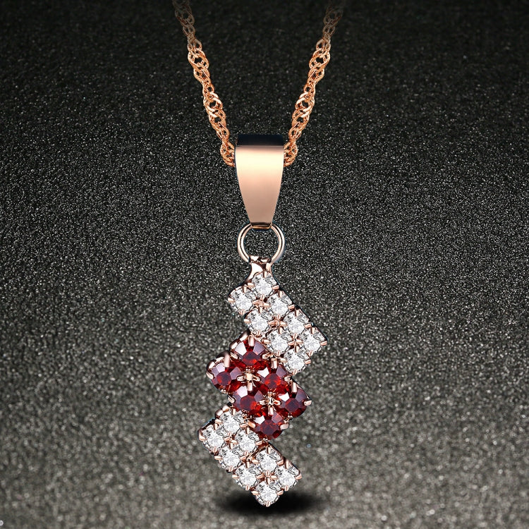 Collana con pendente in cristallo a geometria irregolare placcata oro 18 carati da donna, 43*13 mm, Red, Blue