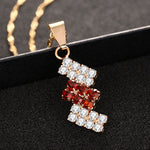 Collana con pendente in cristallo a geometria irregolare placcata oro 18 carati da donna, 43*13 mm, Red, Blue