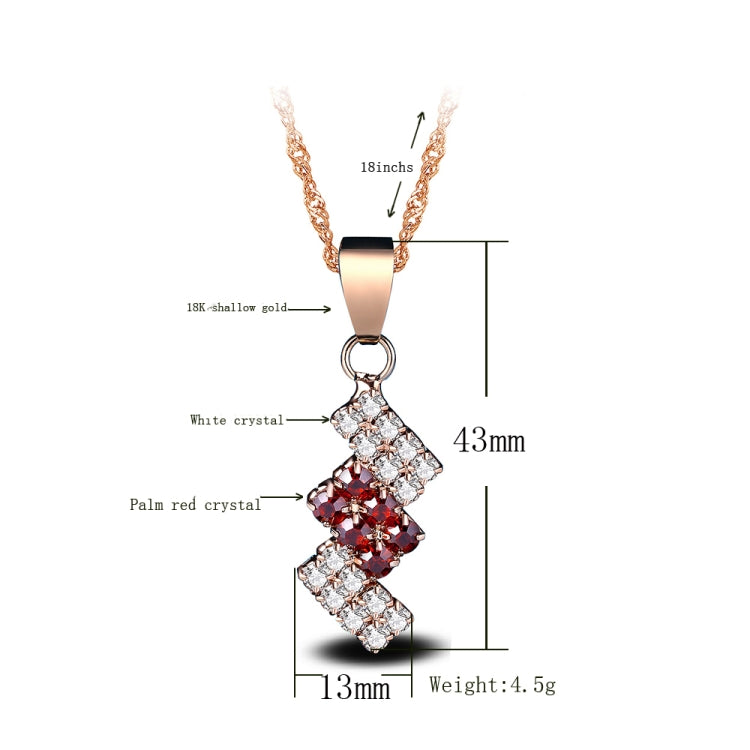 Collana con pendente in cristallo a geometria irregolare placcata oro 18 carati da donna, 43*13 mm, Red, Blue