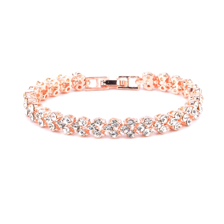 Glamour braccialetto femminile in cristallo con diamante artificiale intarsiato per matrimonio, fidanzamento, festa della mamma e regalo di compleanno, diametro: 5,25 cm, perimetro: 16,5 cm, Gold, Rose Gold, Silver