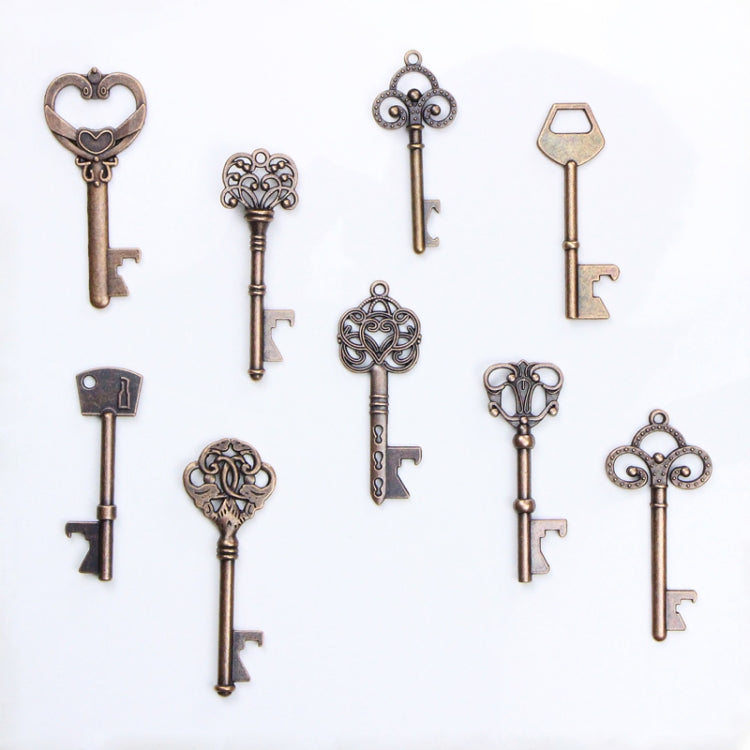 Set misto di chiavi scheletrate vintage in bronzo antico di diverse dimensioni come decorazioni ornamentali per bomboniere, collane, arti e mestieri (set in bronzo da 9 pezzi), Set of 9 PCS