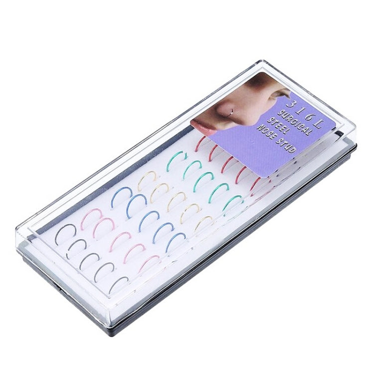 40 anelli per cerchi da naso alla moda in acciaio al titanio con colori misti, misura 0,35 USA, diametro interno: 9 mm, perimetro: 28 mm (colore)