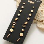 Set da 9 paia Set di gioielli con orecchini multipli assortiti con carta per donne e ragazze, Gold, Silver