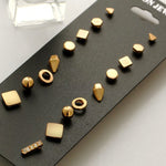 Set da 9 paia Set di gioielli con orecchini multipli assortiti con carta per donne e ragazze, Gold, Silver