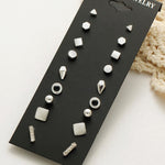 Set da 9 paia Set di gioielli con orecchini multipli assortiti con carta per donne e ragazze, Gold, Silver