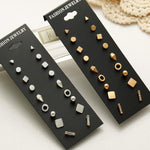 Set da 9 paia Set di gioielli con orecchini multipli assortiti con carta per donne e ragazze, Gold, Silver