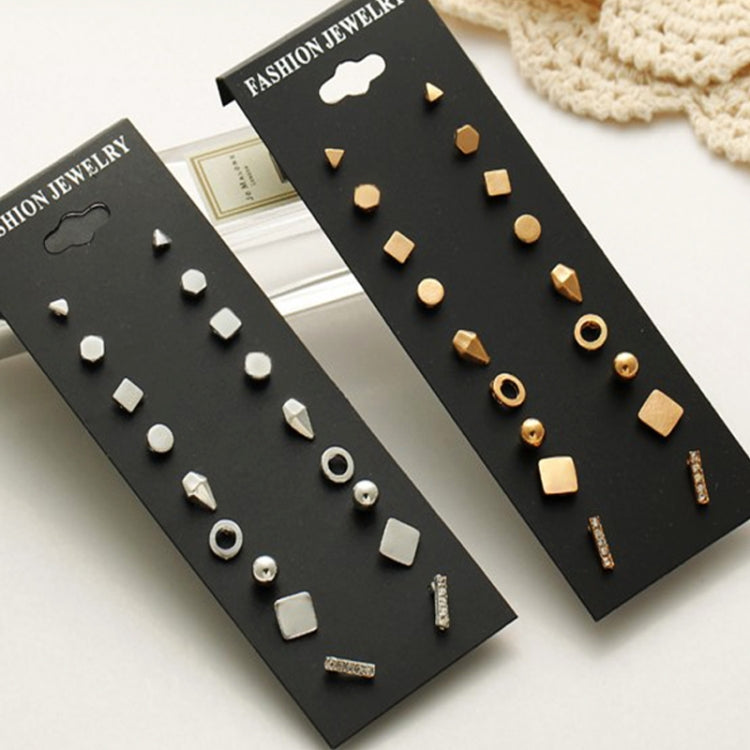 Set da 9 paia Set di gioielli con orecchini multipli assortiti con carta per donne e ragazze, Gold, Silver