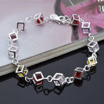 Bracciale in argento moda strass colorato a scacchi vuoti (argento)