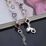 Bracciale in argento moda strass colorato a scacchi vuoti (argento)