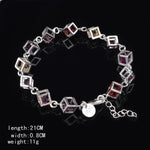 Bracciale in argento moda strass colorato a scacchi vuoti (argento)