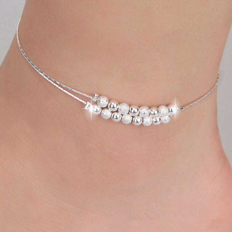 Cavigliera placcata in argento con personalità semplice e alla moda con perline smerigliate (argento)
