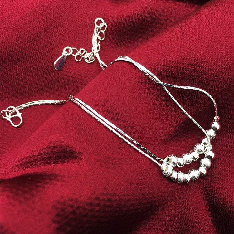 Cavigliera placcata in argento con personalità semplice e alla moda con perline smerigliate (argento)