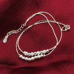 Cavigliera placcata in argento con personalità semplice e alla moda con perline smerigliate (argento)