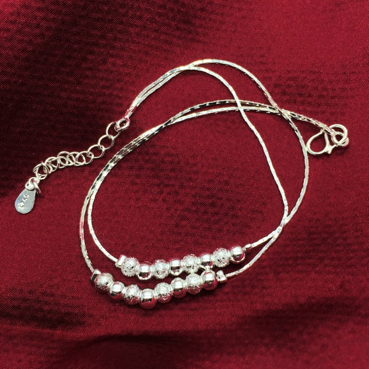 Cavigliera placcata in argento con personalità semplice e alla moda con perline smerigliate (argento)