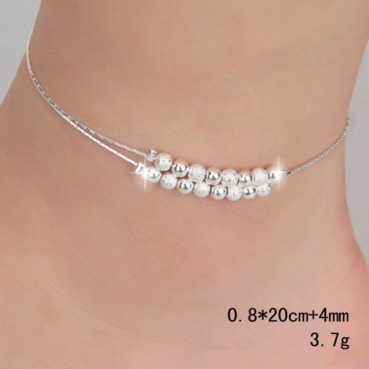 Cavigliera placcata in argento con personalità semplice e alla moda con perline smerigliate (argento)