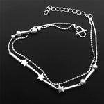Gioielleria alla moda, doppia polvere, perline e stelle, cavigliere placcate in argento (argento)