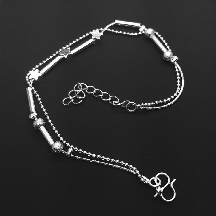 Gioielleria alla moda, doppia polvere, perline e stelle, cavigliere placcate in argento (argento)