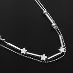 Gioielleria alla moda, doppia polvere, perline e stelle, cavigliere placcate in argento (argento)