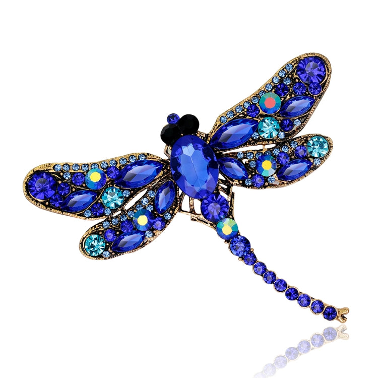 Spilla con strass modello vintage classico a forma di libellula, Peacock Blue, Blue, Red, Rose Red, White