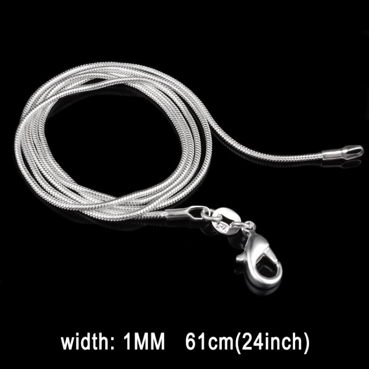 Catena in osso di serpente placcato argento moda personalità da 1 mm (lunghezza argento: 24 pollici), length:24 inch