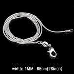 Catena in osso di serpente placcato argento moda personalità da 1 mm (lunghezza argento: 26 pollici), length:26 inch