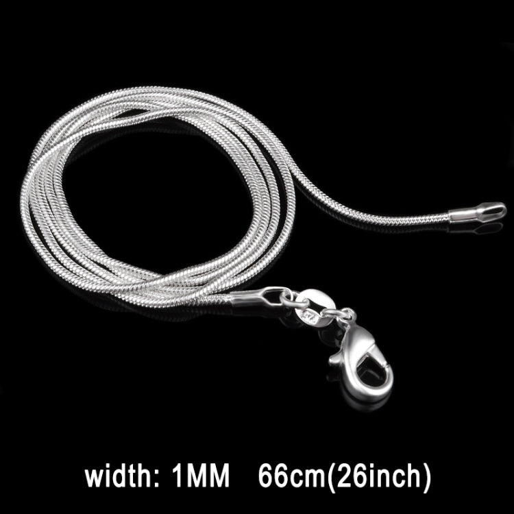 Catena in osso di serpente placcato argento moda personalità da 1 mm (lunghezza argento: 26 pollici), length:26 inch