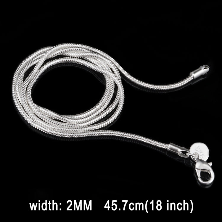 Catena in osso di serpente placcato argento moda personalità 2MM (lunghezza argento: 18 pollici), length:18 inch